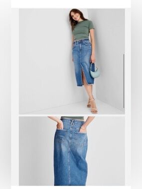 Universal Thread medium Blue Denim Midi Skirt with Front Slit